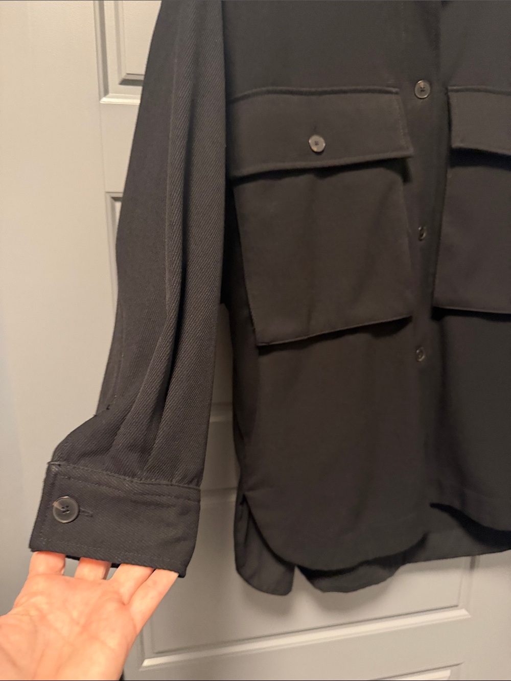 Zara Black Oversized Utility Shacket Button Front Jacket Women’s M - Picture 3 of 8